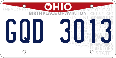 OH license plate GQD3013