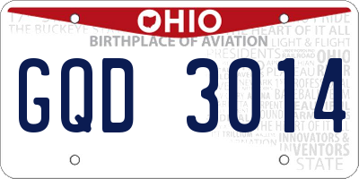 OH license plate GQD3014