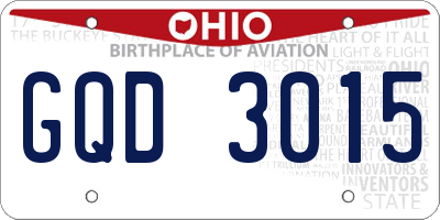 OH license plate GQD3015