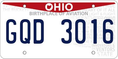 OH license plate GQD3016