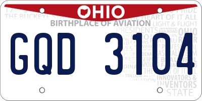 OH license plate GQD3104