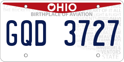 OH license plate GQD3727