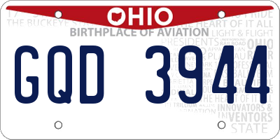 OH license plate GQD3944