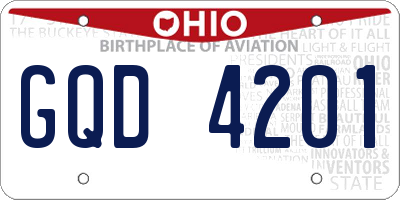 OH license plate GQD4201