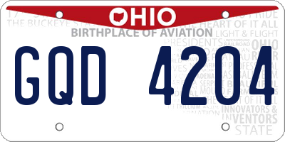 OH license plate GQD4204