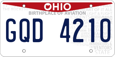 OH license plate GQD4210