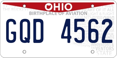 OH license plate GQD4562
