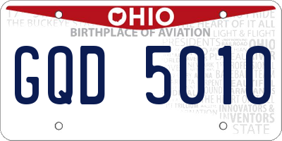OH license plate GQD5010