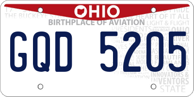 OH license plate GQD5205
