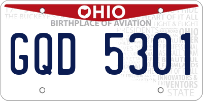 OH license plate GQD5301