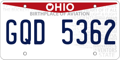 OH license plate GQD5362