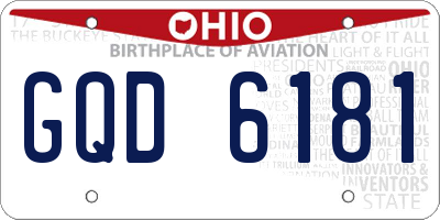 OH license plate GQD6181