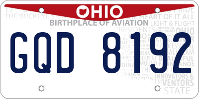 OH license plate GQD8192