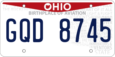 OH license plate GQD8745