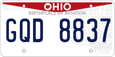 OH license plate GQD8837