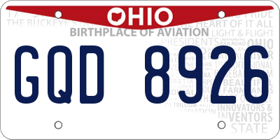 OH license plate GQD8926