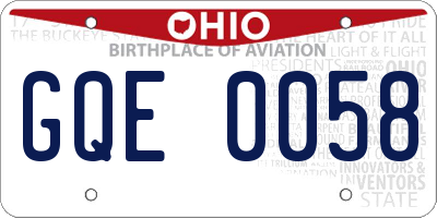 OH license plate GQE0058