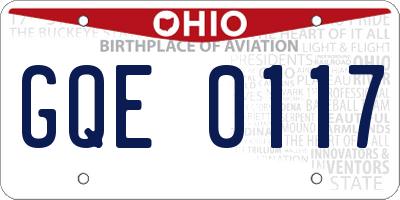 OH license plate GQE0117