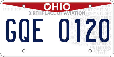 OH license plate GQE0120