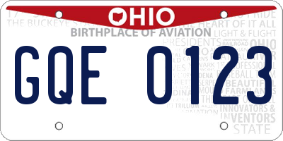 OH license plate GQE0123