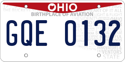 OH license plate GQE0132