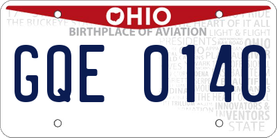 OH license plate GQE0140
