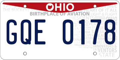 OH license plate GQE0178