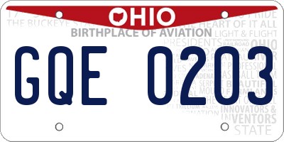 OH license plate GQE0203