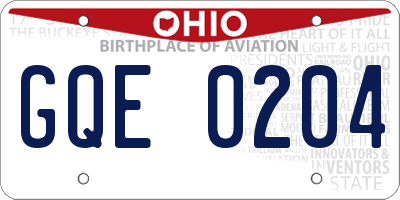 OH license plate GQE0204