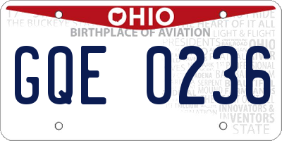 OH license plate GQE0236