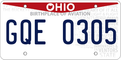 OH license plate GQE0305