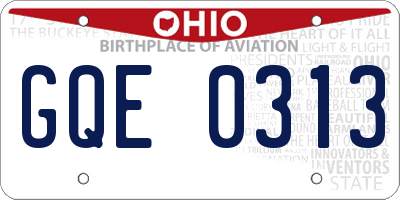 OH license plate GQE0313