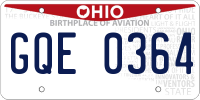 OH license plate GQE0364
