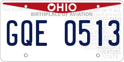 OH license plate GQE0513