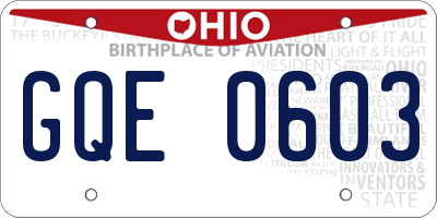 OH license plate GQE0603