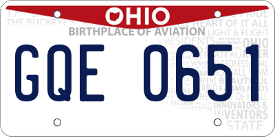 OH license plate GQE0651