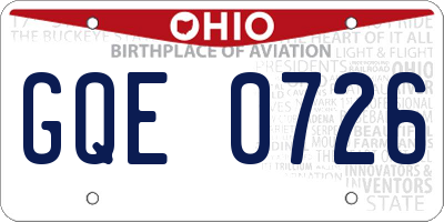 OH license plate GQE0726