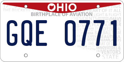 OH license plate GQE0771