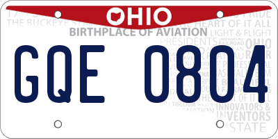 OH license plate GQE0804