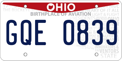 OH license plate GQE0839