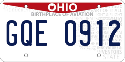 OH license plate GQE0912