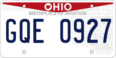 OH license plate GQE0927