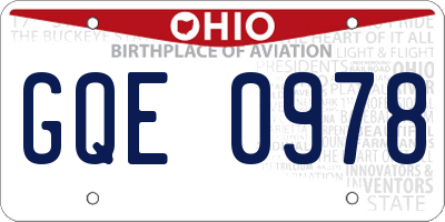 OH license plate GQE0978