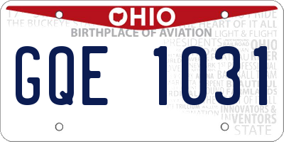 OH license plate GQE1031