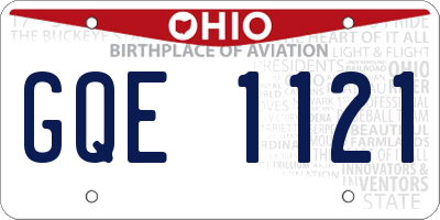 OH license plate GQE1121