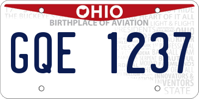 OH license plate GQE1237