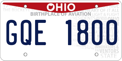 OH license plate GQE1800