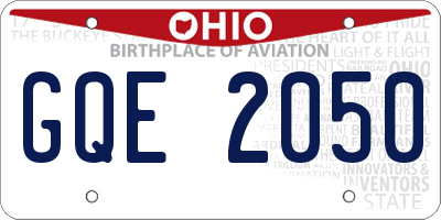 OH license plate GQE2050