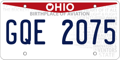 OH license plate GQE2075