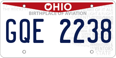 OH license plate GQE2238